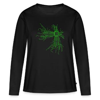 Cpu Computer Nerd Informatiker Programmierer" - Frauen Premium Bio Langarmshirt - Schwarz - Vorne - Julia (174cm)