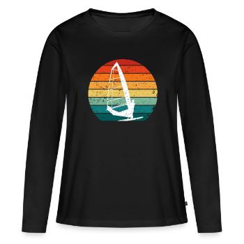 Planche à voile Planche à voile Vagues Eau de vent - T-shirt manches longues Premium bio Femme - noir - Devant - Julia (174cm)