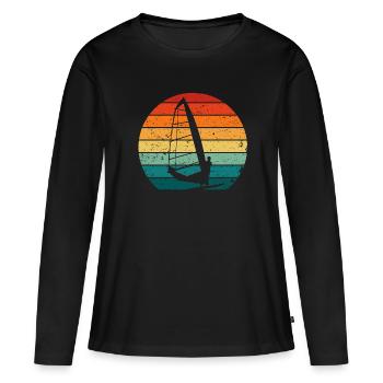 Planche à voile Planche à voile Vagues Eau de vent - T-shirt manches longues Premium bio Femme - noir - Devant - Julia (174cm)