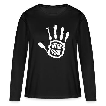 Drôle High Four Finger Amputee Missing Finger - T-shirt manches longues Premium bio Femme - noir - Devant - Julia (174cm)