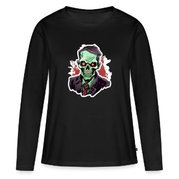 Zombie d’Halloween - T-shirt manches longues Premium bio Femme - noir - Devant - Julia (174cm)
