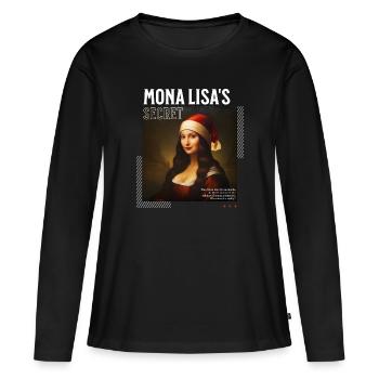 Mona Lisa mit lustiger Weihnachtsmütze Kunst Shirt - Frauen Premium Bio Langarmshirt - Schwarz - Vorne - Julia (174cm)