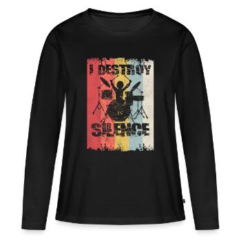 Je détruis le silence - T-shirt manches longues Premium bio Femme - noir - Devant - Julia (174cm)