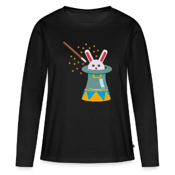 Zirkus Hase Häschen Kaninchen - Frauen Premium Bio Langarmshirt - Schwarz - Vorne - Julia (174cm)