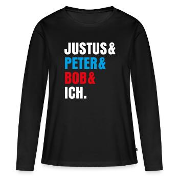 Die Drei ??? Justus& Peter& Bob& Ich - Frauen Premium Bio Langarmshirt - Schwarz - Vorne - Julia (174cm)