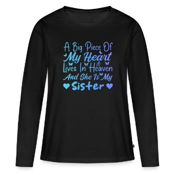 Big Piece My Heart My Sister In Heaven - T-shirt manches longues Premium bio Femme - noir - Devant - Julia (174cm)