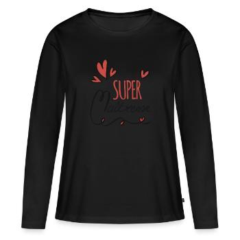 Super maîtresse. - T-shirt manches longues Premium bio Femme - noir - Devant - Julia (174cm)