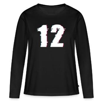 12 Twelve Twelve Number Effect Distorted Number - Women's Premium Organic Long Sleeve Shirt - black - Front - Julia (174cm)