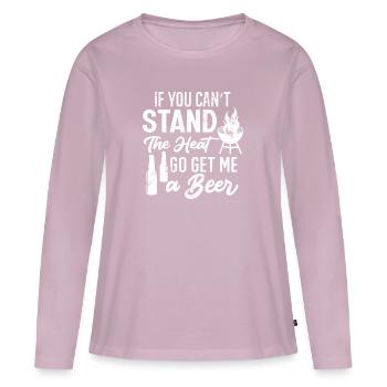 BOISSON À LA BIÈRE CHAUDE BBQ GRILL GRILL MOTIF DE BIÈRE - T-shirt manches longues Premium bio Femme - rose poudré - Devant - Julia (174cm)
