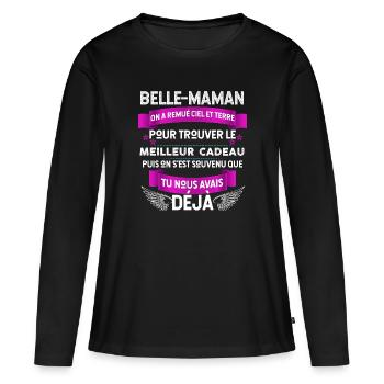Belle-Mère idée Cadeau Humour Belle-maman - T-shirt manches longues Premium bio Femme - noir - Devant - Julia (174cm)