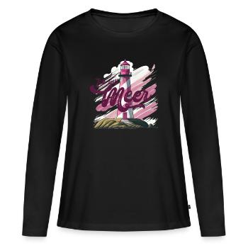 Ich will Meer Leuchtturm - Frauen Premium Bio Langarmshirt - Schwarz - Vorne - Julia (174cm)