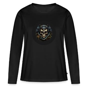 Crâne décoratif avec serpents - T-shirt manches longues Premium bio Femme - noir - Devant - Julia (174cm)