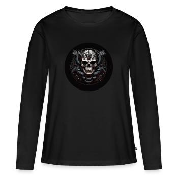 Dekorativer Schädel mit Schlangen - Frauen Premium Bio Langarmshirt - Schwarz - Vorne - Julia (174cm)