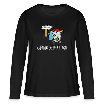 Chemin de Compostelle Espagne Pèlerins Camino De Santiago - T-shirt manches longues Premium bio Femme - noir - Devant - Julia (174cm)