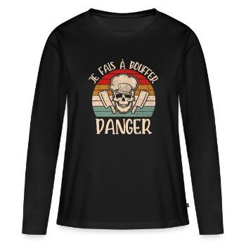 je fais à bouffer - T-shirt manches longues Premium bio Femme - noir - Devant - Julia (174cm)
