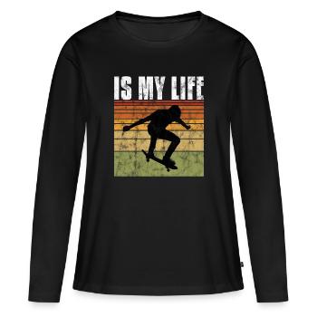 Le skate est ma vie Skateboard Skateboard Cadeau de skateboard - T-shirt manches longues Premium bio Femme - noir - Devant - Julia (174cm)