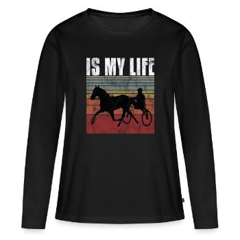 Ma vie est-elle Trabreiter Trabrennen Trabreiten Retro - T-shirt manches longues Premium bio Femme - noir - Devant - Julia (174cm)