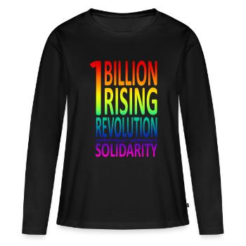 OneBillionRising Rainbow - Frauen Premium Bio Langarmshirt - Schwarz - Vorne - Julia (174cm)