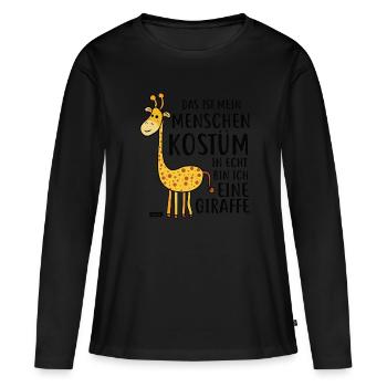 Ceci est mon costume humain Girafe HARIZ - T-shirt manches longues Premium bio Femme - noir - Devant - Julia (174cm)