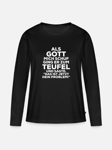 Lustiger Spruch Teufel - Frauen Premium Bio Langarmshirt - Schwarz