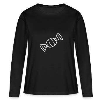 Bonbons bonbons Halloween - T-shirt manches longues Premium bio Femme - noir - Devant - Julia (174cm)