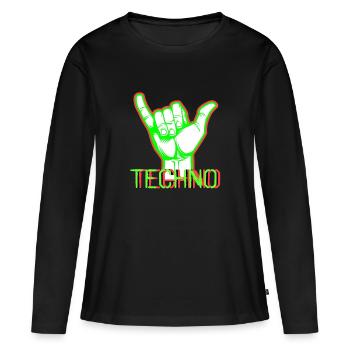 Musique techno - T-shirt manches longues Premium bio Femme - noir - Devant - Julia (174cm)