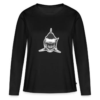 Requin requin - T-shirt manches longues Premium bio Femme - noir - Devant - Julia (174cm)