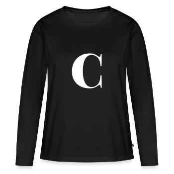 Lettre C - T-shirt manches longues Premium bio Femme - noir - Devant - Julia (174cm)