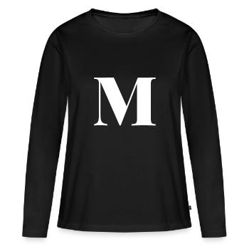 Lettre M - T-shirt manches longues Premium bio Femme - noir - Devant - Julia (174cm)