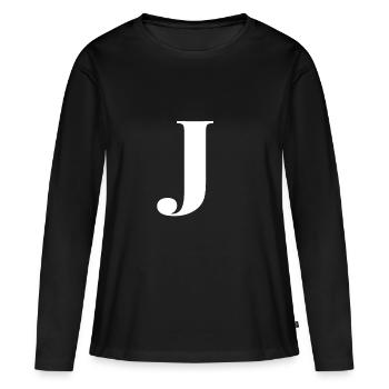 Lettre J - T-shirt manches longues Premium bio Femme - noir - Devant - Julia (174cm)