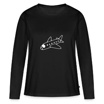 Avion avion - T-shirt manches longues Premium bio Femme - noir - Devant - Julia (174cm)