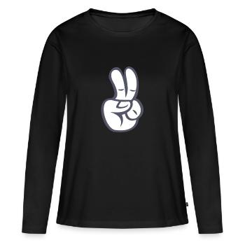 Peacezeichen Finger Comic - T-shirt manches longues Premium bio Femme - noir - Devant - Julia (174cm)
