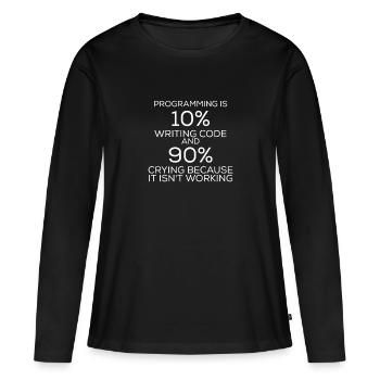 Programmation de programmation drôle d'énonciation - T-shirt manches longues Premium bio Femme - noir - Devant - Julia (174cm)