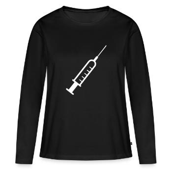 Seringue Médecine Vaccination - T-shirt manches longues Premium bio Femme - noir - Devant - Julia (174cm)