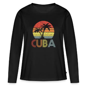 Cuba - T-shirt manches longues Premium bio Femme - noir - Devant - Julia (174cm)