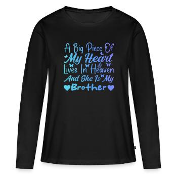 I miss My Brother In Heaven Tees For Boys Girl - T-shirt manches longues Premium bio Femme - noir - Devant - Julia (174cm)