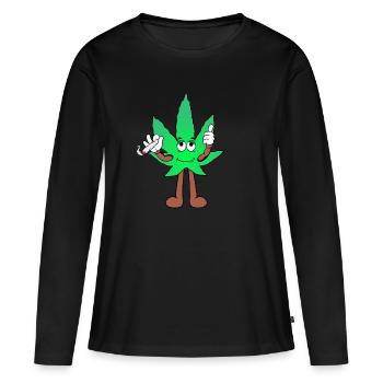 Der Bloom - Weed Cannabis Stoned Hanf Marihuana - Frauen Premium Bio Langarmshirt - Schwarz - Vorne - Julia (174cm)