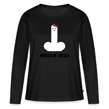 HELLO ZIZI - T-shirt manches longues Premium bio Femme - noir - Devant - Julia (174cm)