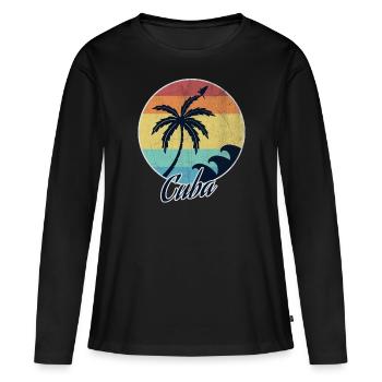 Cuba - T-shirt manches longues Premium bio Femme - noir - Devant - Julia (174cm)