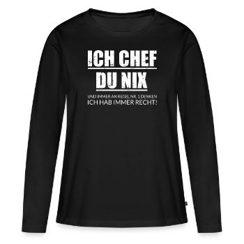 Chef - Frauen Premium Bio Langarmshirt - Schwarz - Vorne - Julia (174cm)