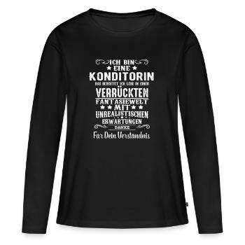 ich bin eine Konditorin - Frauen Premium Bio Langarmshirt - Schwarz - Vorne - Julia (174cm)