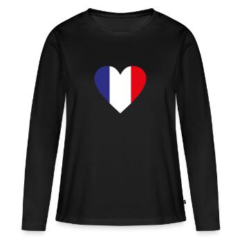 Frankreich - Frauen Premium Bio Langarmshirt - Schwarz - Vorne - Julia (174cm)