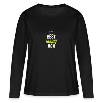 Distressed - MEILLEUR RUGBY MOM - T-shirt manches longues Premium bio Femme - noir - Devant - Julia (174cm)