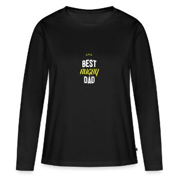 Distressed - BEST RUGBY DAD - T-shirt manches longues Premium bio Femme - noir - Devant - Julia (174cm)
