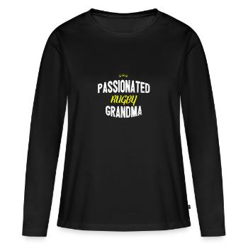 Distressed - RUGBY MAMIE Passionnée - T-shirt manches longues Premium bio Femme - noir - Devant - Julia (174cm)