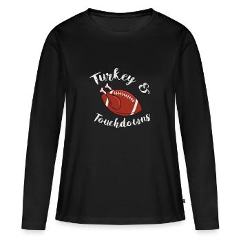 Action de grâces Turquie et touchdowns Football - T-shirt manches longues Premium bio Femme - noir - Devant - Julia (174cm)