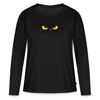 Cat cats cat face evil - Women's Premium Organic Long Sleeve Shirt - black - Front - Julia (174cm)