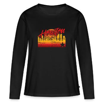 Houston Baseball Throwback Astro Stripe - T-shirt manches longues Premium bio Femme - noir - Devant - Julia (174cm)