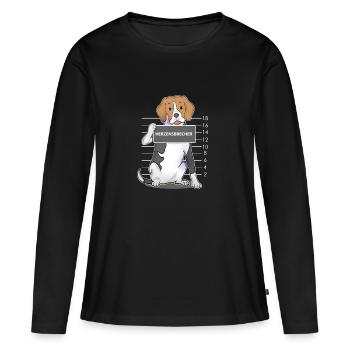 Beagle - Frauen Premium Bio Langarmshirt - Schwarz - Vorne - Julia (174cm)