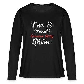 Spitz T-shirt pour Spitz fier maman - T-shirt manches longues Premium bio Femme - noir - Devant - Julia (174cm)